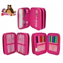 89094 Estuche escolar de Masha y el Oso de 3 cremalleras 43 piezas 