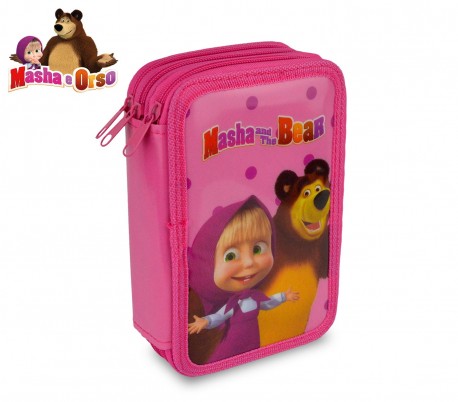89094 Estuche escolar de Masha y el Oso de 3 cremalleras 43 piezas 
