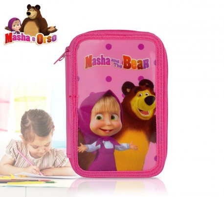 89094 Estuche escolar de Masha y el Oso de 3 cremalleras 43 piezas 