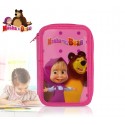 89094 Estuche escolar de Masha y el Oso de 3 cremalleras 43 piezas 