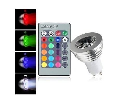 Foco LED RGB funcionamiento con control remoto no incluido 3w multicolor