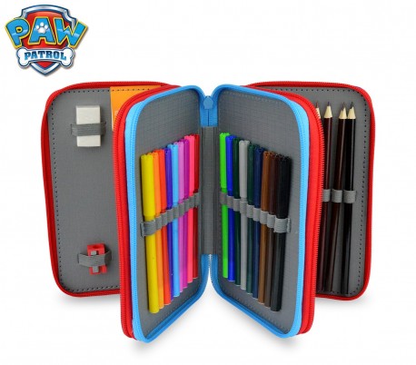 PA16109 Estuche escolar Patrulla Canina con 3 cremalleras y 43 piezas