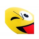 79/3229 Reloj de pared de vidrio del emoticono guiño con lengua fuera diámetro d