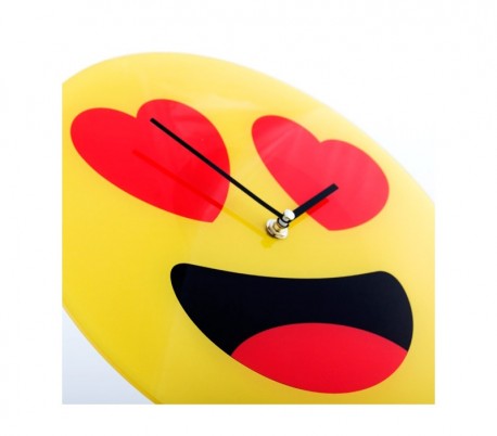 79/3231 Reloj de pared de vidrio del emoticono gafas de sol diámetro de 30 cm