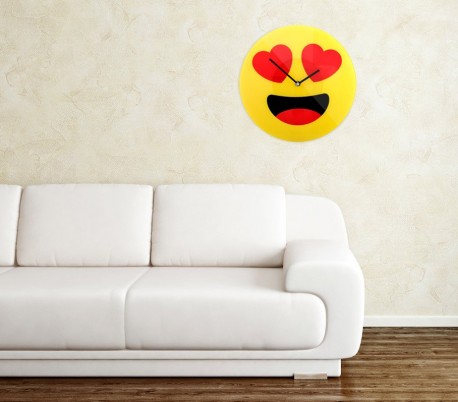 79/3231 Reloj de pared de vidrio del emoticono gafas de sol diámetro de 30 cm