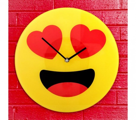 79/3231 Reloj de pared de vidrio del emoticono gafas de sol diámetro de 30 cm