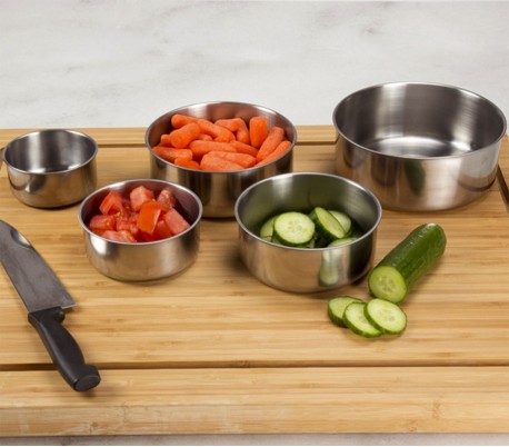 387425 Set de 5 cuencos de acero - Contenedor de alimentos con tapa / Apto never