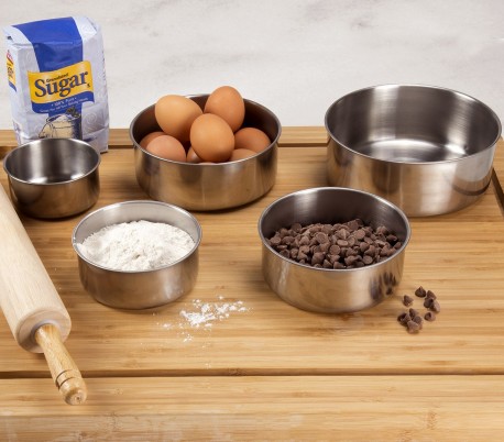 387425 Set de 5 cuencos de acero - Contenedor de alimentos con tapa / Apto never