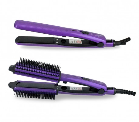  JY-802 Plancha y cepillo de pelo 2 en 1  Capriccio para pelo liso y rizado