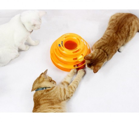  560021 Juego interactivo para gatos de torre circular con bolas giratorias