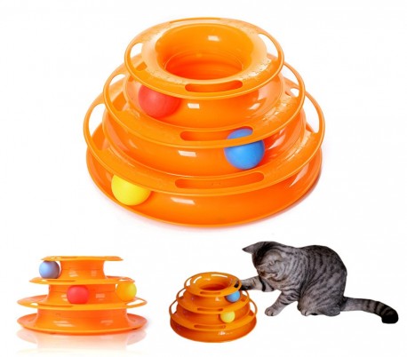  560021 Juego interactivo para gatos de torre circular con bolas giratorias