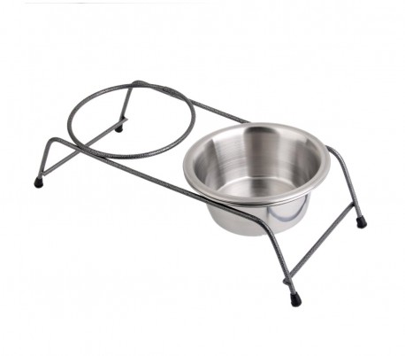 180601 Doble comedero de acero para perros criados de 30x8,5 cm
