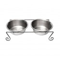 181295 Doble comedero de acero para perros criados de 44x11 cm 181295 Doble comedero de acero para perros criados de 44x11 cm