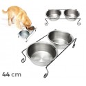 181295 Doble comedero de acero para perros criados de 44x11 cm 181295 Doble comedero de acero para perros criados de 44x11 cm