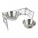 521029 Doble comedero de acero para perros criados de 53x22 cm