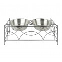 521029 Doble comedero de acero para perros criados de 53x22 cm