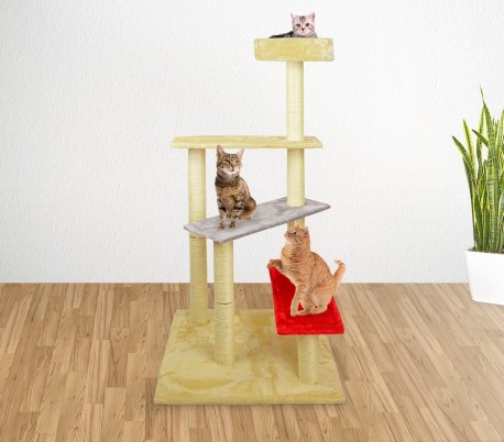 MWS3015 HK1038 Árbol de entrenamiento para gatos con escalera y columnas 144 cm