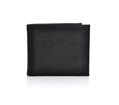 S04 Cartera negra CALVIN KLEIN en cuero con porta-monedas