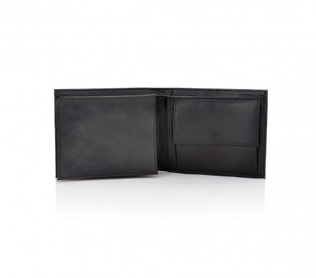 S04 Cartera negra CALVIN KLEIN en cuero con porta-monedas