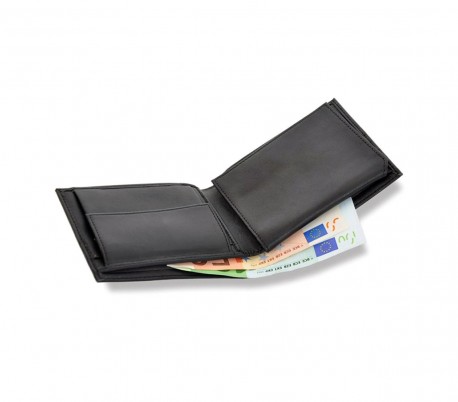 S04 Cartera negra CALVIN KLEIN en cuero con porta-monedas