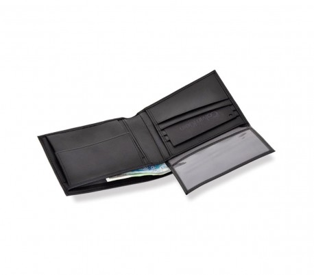 S04 Cartera negra CALVIN KLEIN en cuero con porta-monedas