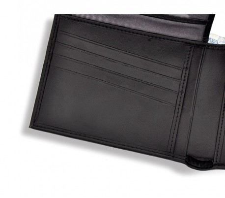 S04 Cartera negra CALVIN KLEIN en cuero con porta-monedas