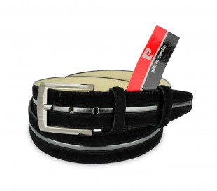 R003 Cinturon ajustable de hombre Pierre Cardin en cuero agamuzado 