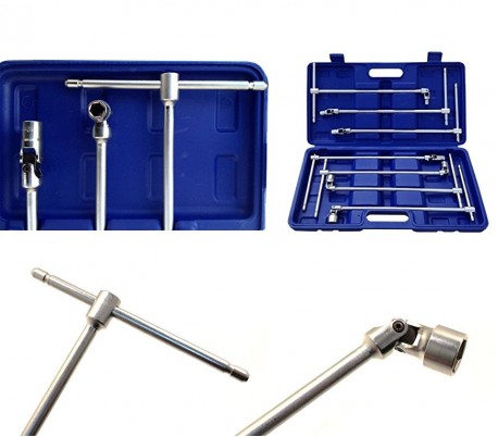 WK2205 Kit de llaves y carracas hexagonales en forma de T de 7pz en maletín