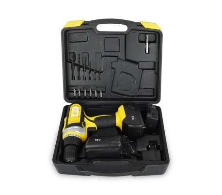 Taladro inalámbrico de 18V con doble batería de litio en maletin