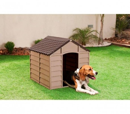 316924 Caseta de resina para perros 72x71,5x68 cm de color marrón