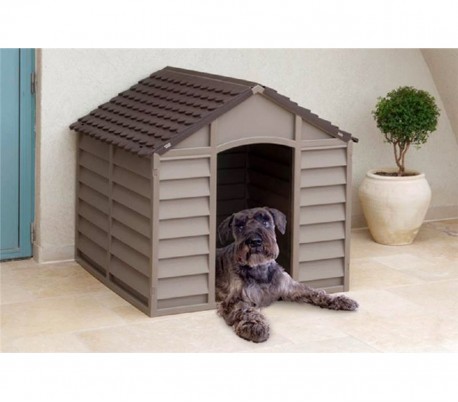 316924 Caseta de resina para perros 72x71,5x68 cm de color marrón