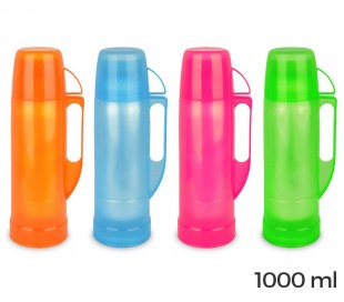 059166 Termo para bebidas WELKHOME recubierto de plástico de colores 1000 ml