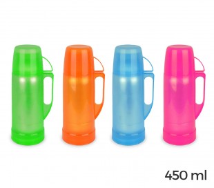 059173 Termo para bebidas WELKHOME recubierto de plástico de colores 450 ml