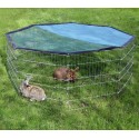 26477 Recinto octagonal para exteriores para animales pequeños con parasol