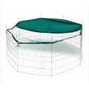26477 Recinto octagonal para exteriores para animales pequeños con parasol