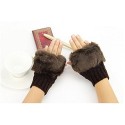 Guantes de mujer femenino con dedos al aire efecto piel sintética con pelo Guantes de mujer femenino con dedos al aire efecto piel sintética con pelo