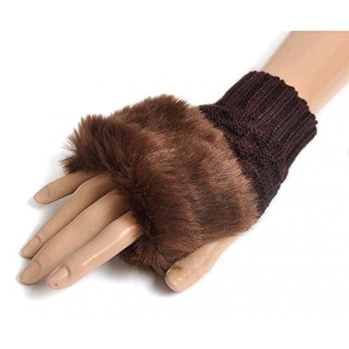 Guantes de mujer femenino con dedos al aire efecto piel sintética con pelo - Imagen 12 de 13