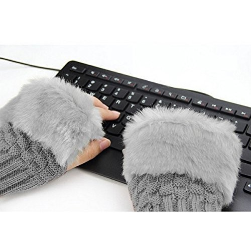 Guantes de mujer femenino con dedos al aire efecto piel sintética con pelo - Imagen 11 de 13