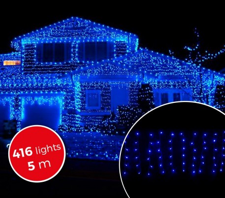 031434 Cortina con 416 luces led azules para la navidad (5metros)
