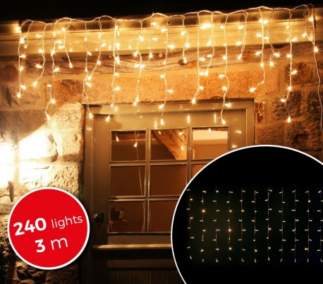 031342 Cortina con 240 luces led blancas para la navidad (3 metros)