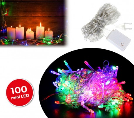 498831 Tira led de 100 guirnaldas efecto multicolor (cable transparente)