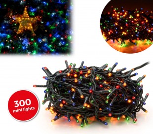013591 Tira led de 300 guirnaldas efecto multicolor (cable verde)