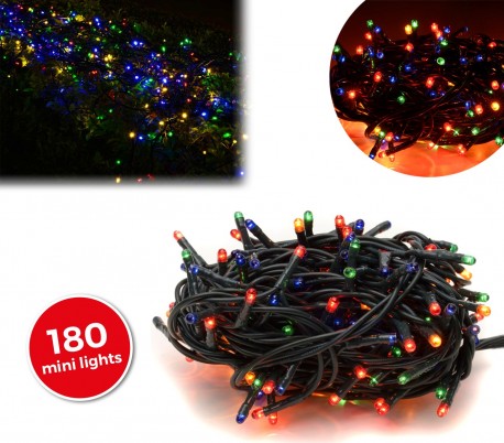 013492 Tira led de 180 guirnaldas efecto multicolor (cable verde)