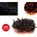 013492 Tira led de 180 guirnaldas efecto multicolor (cable verde)