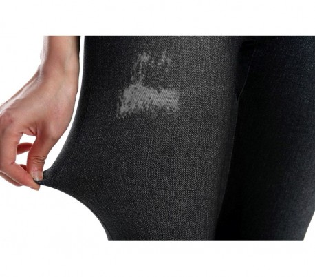 F327 Set de 3 leggings térmicos efecto tejano con interior de felpa (talla única