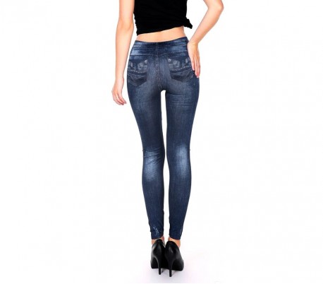 F327 Set de 3 leggings térmicos efecto tejano con interior de felpa (talla única