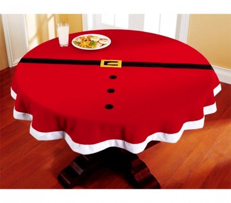 3035 Mantel navideño de 143cm con motivo de PAPA NOEL (redondo)