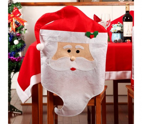 3037 Set de 2 fundas para silla con motivo de Papa y Mama Noel con detalles
