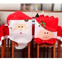 3037 Set de 2 fundas para silla con motivo de Papa y Mama Noel con detalles  3037 Set de 2 fundas para silla con motivo de Papa y Mama Noel con detalles