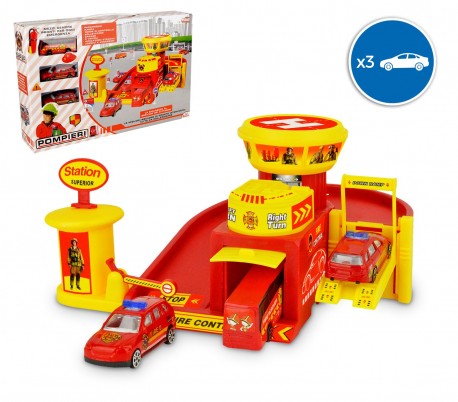 103623  Cuartel  garaje de Bomberos Playset 3 coches oficiales accesorios y adhe